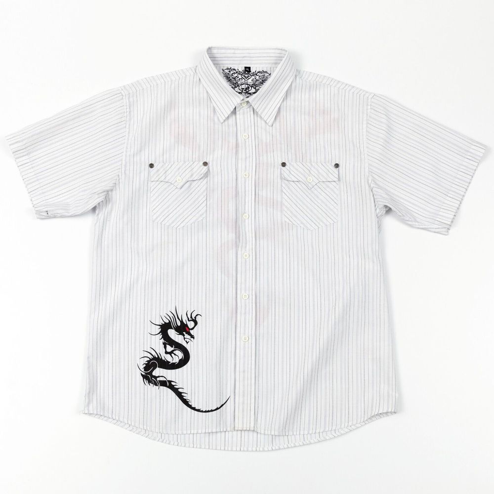 Soho New York Clothing Co Dragon Graphic Button Up‎ Shirt Size XL